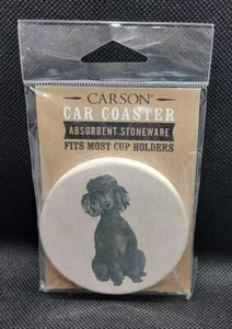 Carson Car Coaster Absorbent Stoneware - Dog - Poodle - Black - Picture 1 of 2
