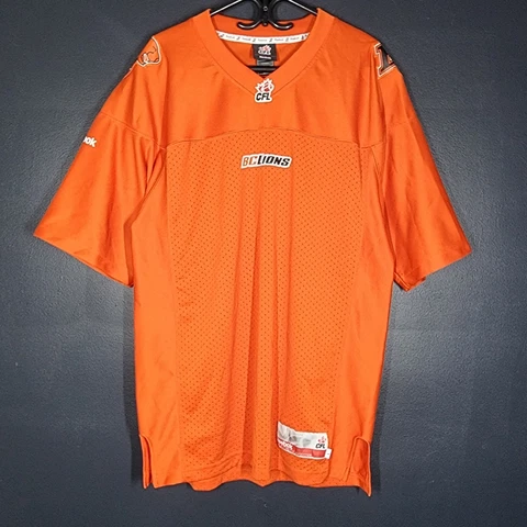 BC Lions CFL Football Jersey Reebok Orange Size L Genuine GUC Cover
