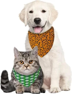 LMLPT Hunde Bandana 2er Pack orange grüne Knochen groß 27" x 18" NEU - Bild 1 von 8