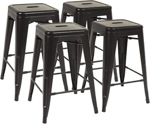 New Metal Chair Height Bar Stools 24 Inches Indoor/Outdoor Stool Patio Furniture - Picture 1 of 42