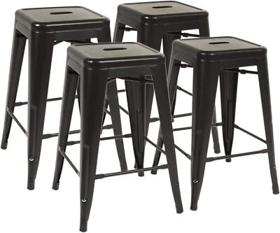 New Metal Chair Height Bar Stools 24 Inches Indoor/Outdoor Stool Patio Furniture - Image 1 of 4