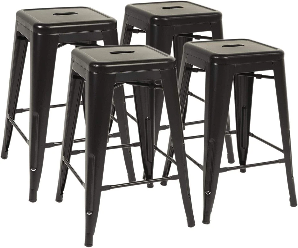 New Metal Chair Height Bar Stools 24 Inches Indoor/Outdoor Stool Patio Furniture - Image 1 of 4