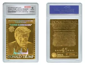 DONALD TRUMP President MUGSHOT SILVER LASER GOLD Card GEM-MINT 10 - LTD # of 24 - Bild 1 von 3