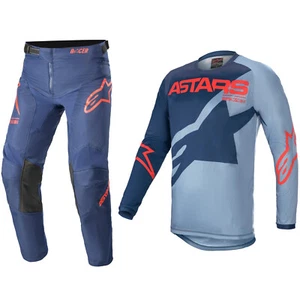 ALPINESTARS YOUTH KIDS RACER MOTOCROSS KIT PANTS JERSEY - BRAAP DARK BLUE / RED - Picture 1 of 5