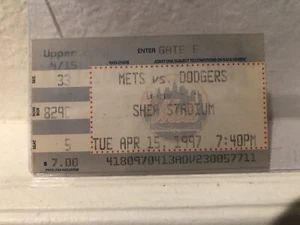 Original Jackie Robinson Day Ticket Stub Mets Vs Dodgers 4-15-97 Shea! Clinton! - Picture 1 of 3