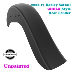 Unpainted Stretched Cholo Rear Fender for 00-17 Harley Softail FLSTSE - Picture 1 of 4