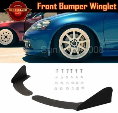 ABS Universal Front Bumper Lip Splitters Black Winglet Blade For Honda  Acura - Image 1 of 2