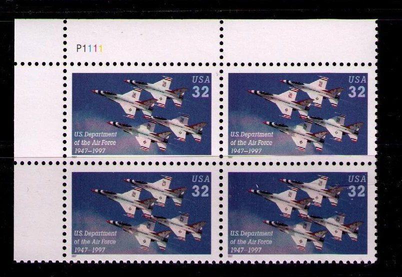 US USA Sc# 3167 MNH FVF PLATE # BLOCK Air Force Thunderbird Jet Squadron  - Image 1 of 1