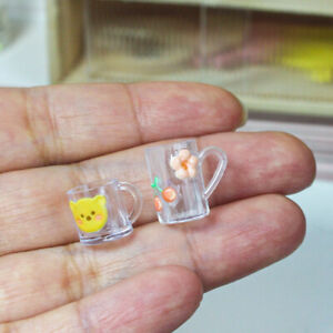 2-piece Set Dollhouse Mini Tea Cup Miniature Food Game Scene Model Accessori WIN