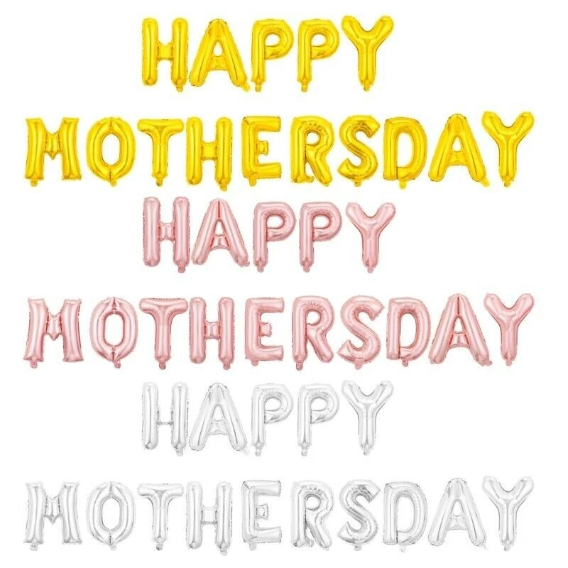 16" Happy Mothers Day Gold Rose Gold Letters Mum Celebration Air Foil Balloon - Image 1 of 1
