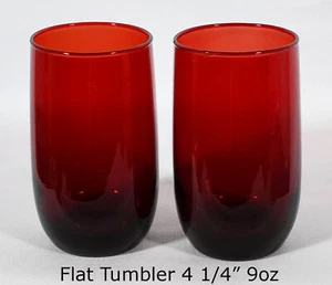 Anchor Hocking Two Roly Poly Ruby Red 9oz Flat Tumbler 4 1/4" Tall - Picture 1 of 3