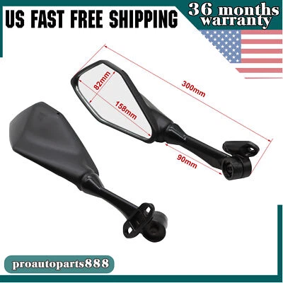 Espejos retrovisores laterales negros izquierdo y derecho Kawasaki Ninja ZX6R ZX636 2009-2024 Foto 1 de 4