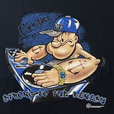 Vintage Popeye￼ DJ Hip Gangster Bling Chain Mens L Cartoon Tee 2000s Y2k T-Shirt