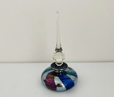 Iridescent Art Glass Perfume Bottle Vessel With Stopper Nouveau Style 13cm