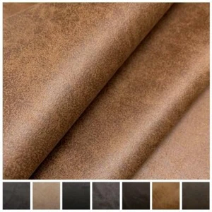 AGED BROWN DISTRESSED ANTIQUED SUEDE FAUX LEATHER LEATHERETTE UPHOLSTERY FABRIC - Picture 1 of 49