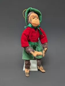 HERMAN PECKER Mohair Vintage 1950’s Monkey Bendable Vintage Toy Tag Doll Stand - Bild 1 von 6