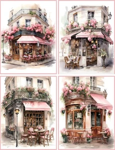 8 European CAFE VINTAGE VICTORIAN PINK NOTE CARDS BLANK GLOSSY ENVELOPES - Picture 1 of 3