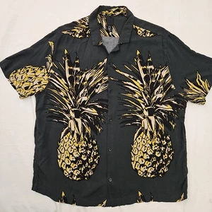 H&M Hemd Herren XXL grün mit Ananas All Over Print Knopfleiste - Bild 1 von 7