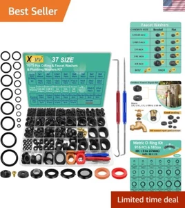 37 Size 1075 Pcs Faucet Washers & O-Rings Kit & Plumbing Gasket 3-in-1 Home U... - Picture 1 of 10