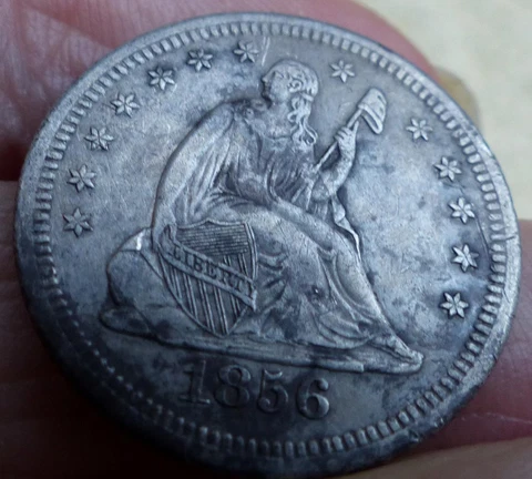 SCARCE DATE/VARIETY 1856-S/S SEATED QUARTER PCGS XF DETAIL Cover