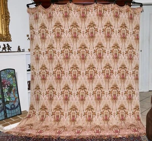 Art Deco Pre-WWII French Woven Jacquard Aubusson Style Bedspread Gobelin 99"x82" - Picture 1 of 19