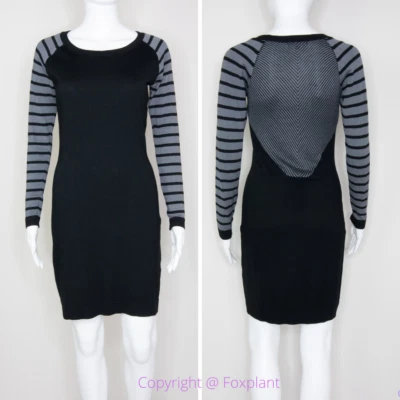 Tart black and grey stripe bodycon sweater dress, size XS - Image 1 of 4