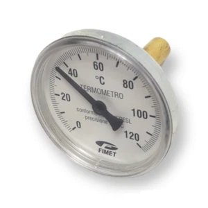 FIMET TERMOMETRO BIMETALLICO POSTERIORE 5 CM Ø 60 0-120 CON POZZETTO 1/2 - Picture 1 of 2
