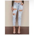 One Teaspoon Trashed Free Bird Jeans Size 30 Light Wash Distressed Zipper Ankle