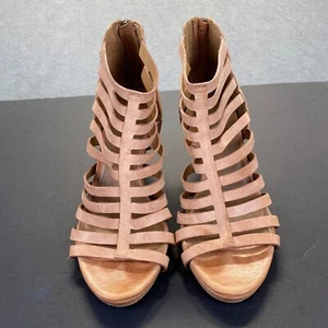 Johnston & Murphy Talla 8M Mate Beige Tostado Cuero Cuña Sandalia Zapatos Tirantes Cremallera - Imagen 1 de 15