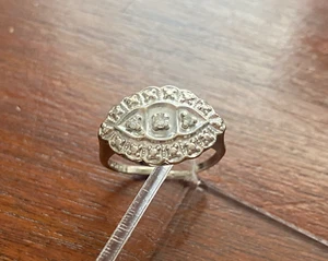 Vintage 14k White Gold Diamond Accent Sz 6.25 - 6.50 Signed SPCO - Picture 1 of 8