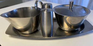 Mid Century Fraser’s Swedish Stainless Steel Sugar Creamer Service Set - Picture 1 of 8