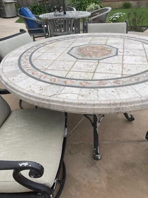 54" inlaied Travertine Marble Table Top Inlaid Patio - Image 1 of 4