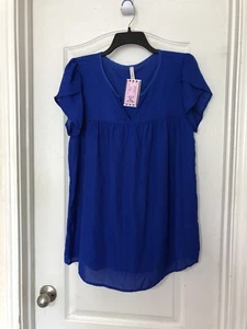 Good Day Royal Blue Blouse Top Gypsy Junkie Boutique Womens Size S Small NWT - Picture 1 of 7