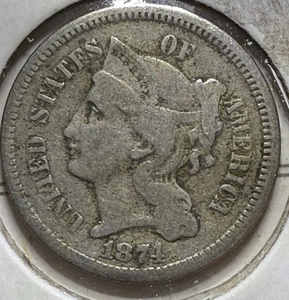 1874 Three Cent Nickel - Picture 1 of 2