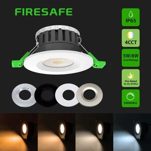 Fire Rated LED Downlight Recessed Dimmable Dual Wattage 5/8W 4CCT IP65 Spotlight - Picture 1 of 15