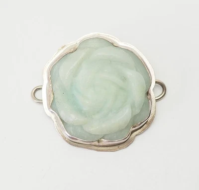 Bracciale Pendente In Argento Sterling Con Fiore Di Giada Rosa Don Elizabeth - Immagine 1 di 4