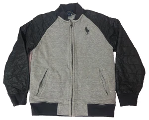 Polo Ralph Lauren Boy Bomber Jacket Quilted Grey 7T Full Zip Cotton Logo - Picture 1 of 11