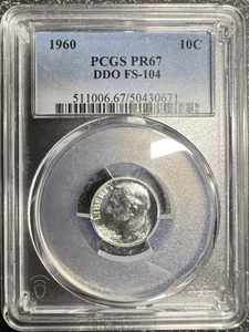 1960 Roosevelt Dime DDO Variety FS-104 Proof PR67 PCGS. Doubled Die Obverse. - Picture 1 of 2