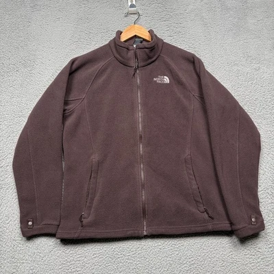 Chaqueta polar The North Face para mujer grande marrón cremallera completa exterior falso cuello logotipo Foto 1 de 4