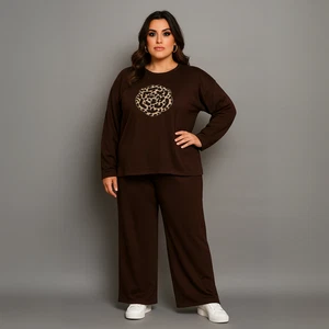 ROCKTHOSECURVES DAMEN Trainingsanzug Set Leopardenmotiv weites Bein - Bild 1 von 12