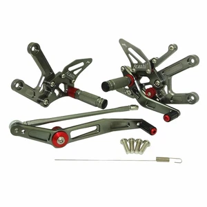 Grey Adjustable Rearset Footrests Foot Rest Pegs Kit For YAMAHA YZF R6 2006-2016 - Picture 1 of 9