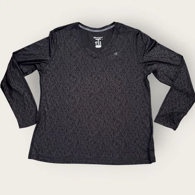 Camiseta de mujer Champion Powertrain Vapor manga larga cuello en V negra 3D talla XL Foto 1 de 2