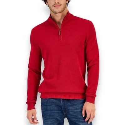 Suéter Club Room Para Hombre Talla Pequeña S Rojo 1/4 Cremallera Cuello Simulado Pullover Foto 1 de 4