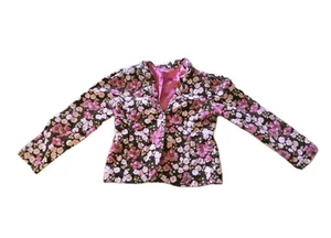 Gymboree Primrose Blazer Dress Coat Jacket Pink Brown Floral Corduroy Girls Sz 6 - Picture 1 of 7