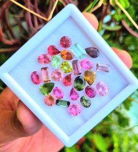 10 pcs Tourmaline Faceted Gemstone Loose Tourmaline Mix Shape Tourmaline Cut - Picture 1 of 6