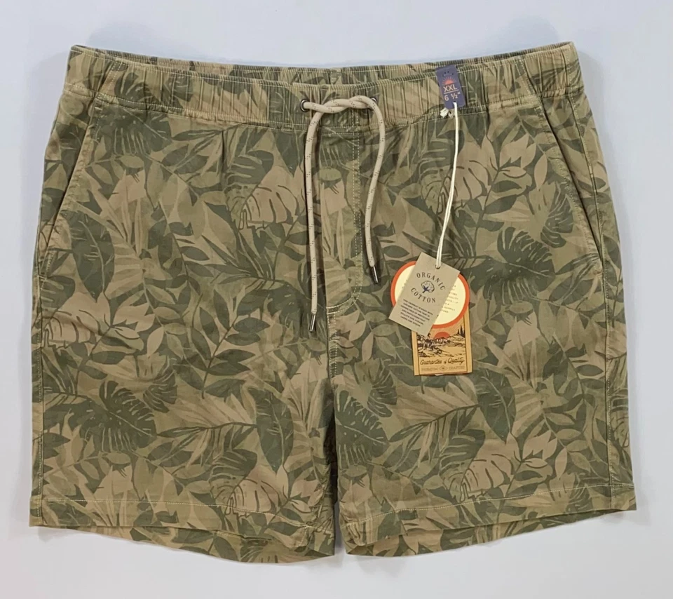 FAHERTY Men Shorts Essential Drawstring Olive Jungle Green 2XL .5"