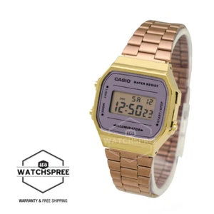 Reloj Casio Estilo Vintage Digital Oro Rosa Chapado en Iones Banda A168WECM-5 - Imagen 1 de 3
