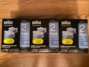 6 Pack Braun Clean & Renew Refill Cartridges CCR Lemon Liquid Shaver Cleaner LOT