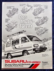 Subaru E10 4WD 6-Sitzer mit 4-Rad-Antrieb, originale Werbung aus 1984 - Picture 1 of 1