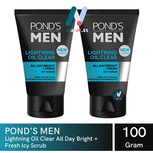 POND'S MEN Lightning Oil Clear Control Acne Bright Fresh Icy Facial Scrub 2X100g - Picture 1 of 21